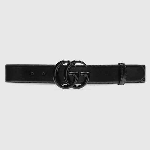 GG Marmont wide belt in black leather | GUCCI® US