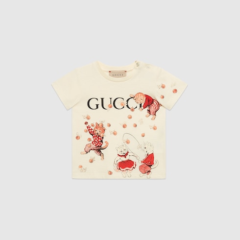 Baby cotton skipping cat T shirt in White Ready to wear GUCCI SI