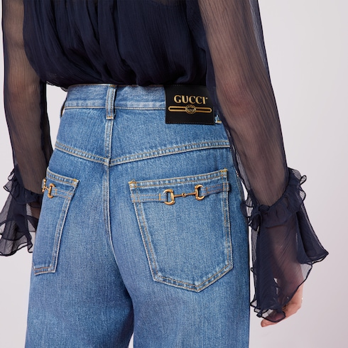 80s fit denim pant with Horsebit in 