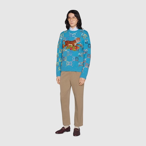 gucci tiger print sweater
