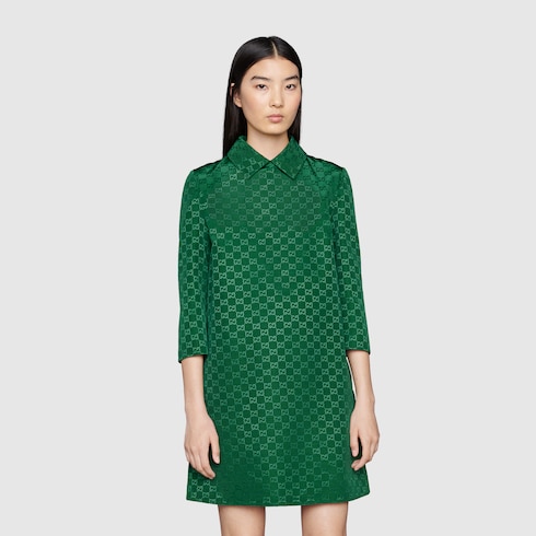 Abito in tessuto GG leggero in verde smeraldo | GUCCI® Italia