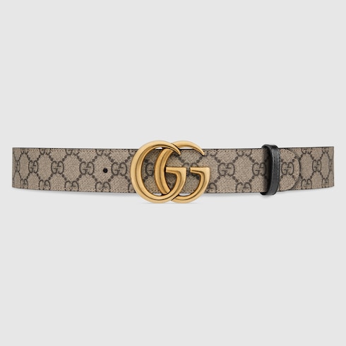 Reversible leather belt with monogram print