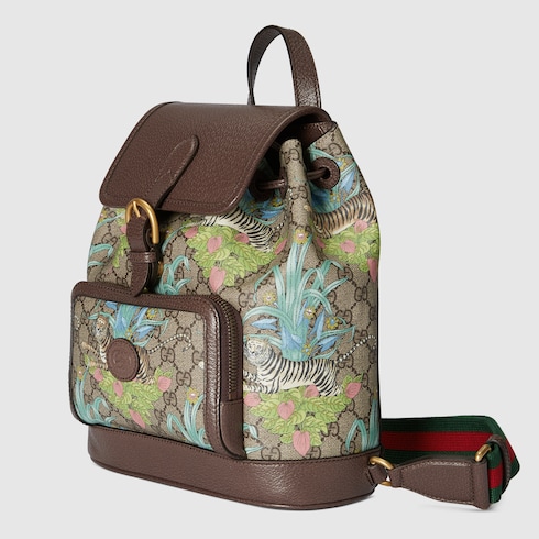Gucci Tiger zaino GG in tessuto Supreme beige ed ebano | GUCCI® Italia