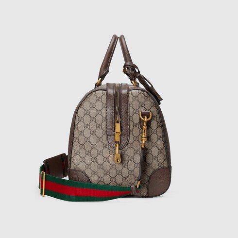 Gucci Tiger bolsa de viaje pequeña GG en Supreme beige y ébano | GUCCI® ES