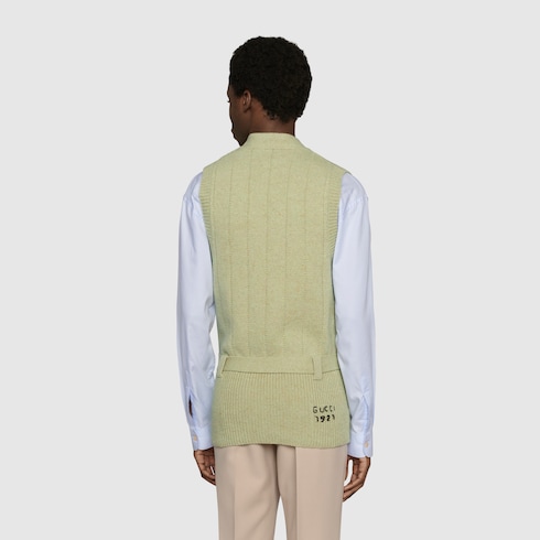 Belted rib wool knit vest Detail 4