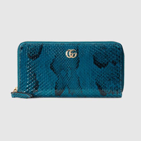 Gucci GG Marmont python zip around wallet. 1