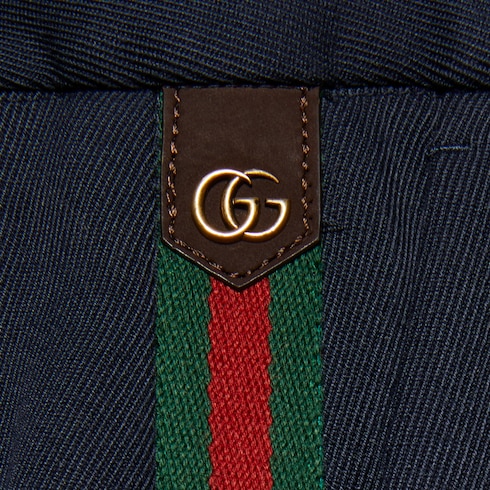 Pantalone alla caviglia in cotone con nastro Web