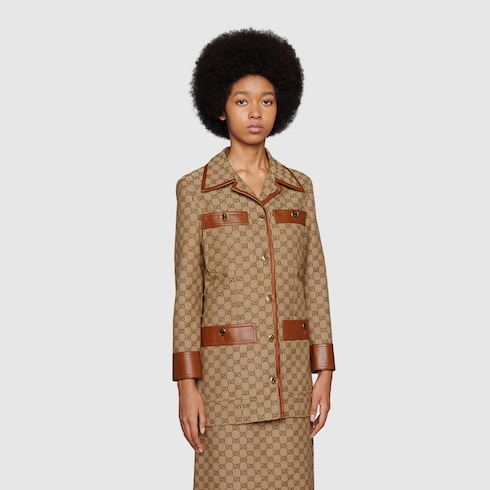 GG canvas jacket with Web belt