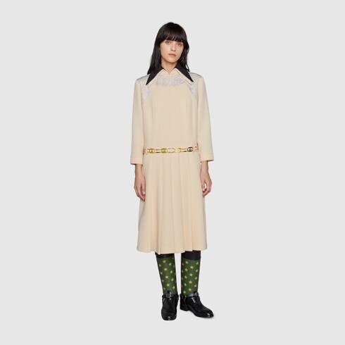 ワンピース Gucci CRYSTALS DRESS Wool crêpe dress with crystals in Neutral Ready-to-wear