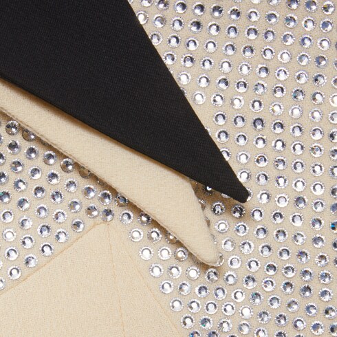 Wool crêpe dress with crystals in Neutral Ready-to-wear