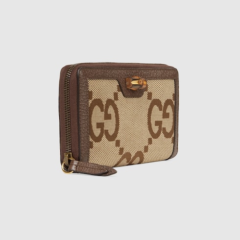 Gucci Diana jumbo GG wallet in camel and ebony canvas | GUCCI® US