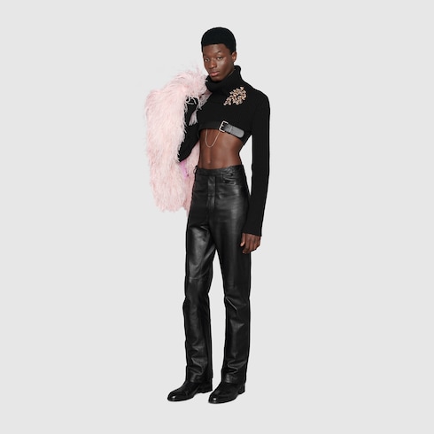 Cashmere knit cropped turtleneck jumper