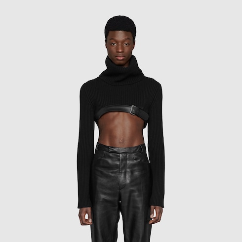 Cashmere knit cropped turtleneck jumper Detail 3