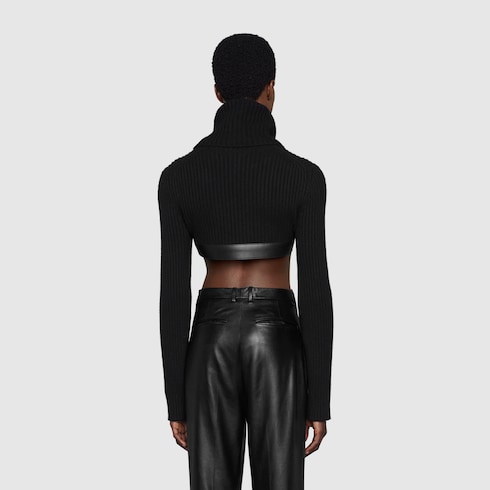 Cashmere knit cropped turtleneck jumper Detail 4