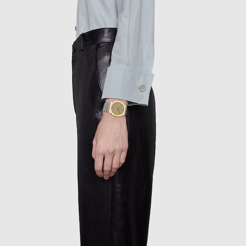 〔GUCCI 25H〕クオーツ スチール ゴールド ウォッチ 34 mm