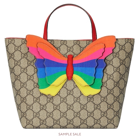Children's GG tote with rainbow butterfly