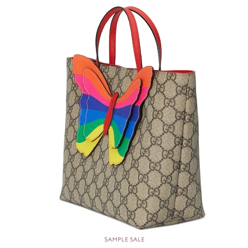 Children's GG tote with rainbow butterfly