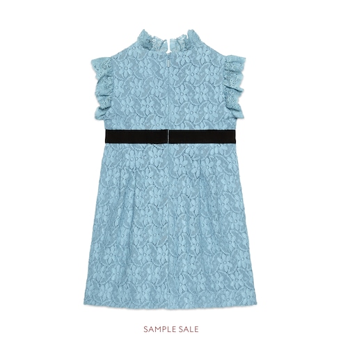 Children s lace dress with patches in light blue lace GUCCI AE