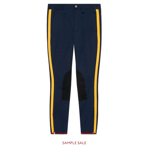Pantalone bi-stretch con banda laterale in blu navy | GUCCI® Italia