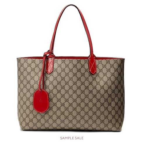 Reversible medium tote bag in red leather GUCCI Australia