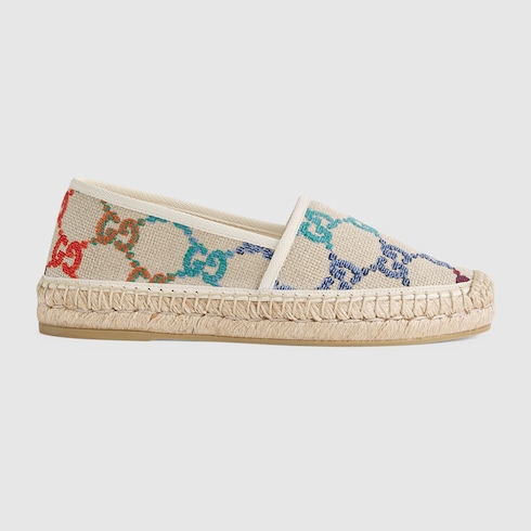 Espadrillas donna GG in tessuto di lino multicolore | GUCCI® CH