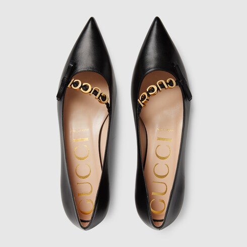 Ballerina donna con 'GUCCI' in ballerina in pelle nera | GUCCI® CH