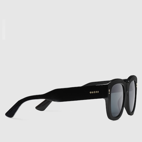 Occhiali da sole rettangolari in bio-acetato nero | GUCCI® Italia