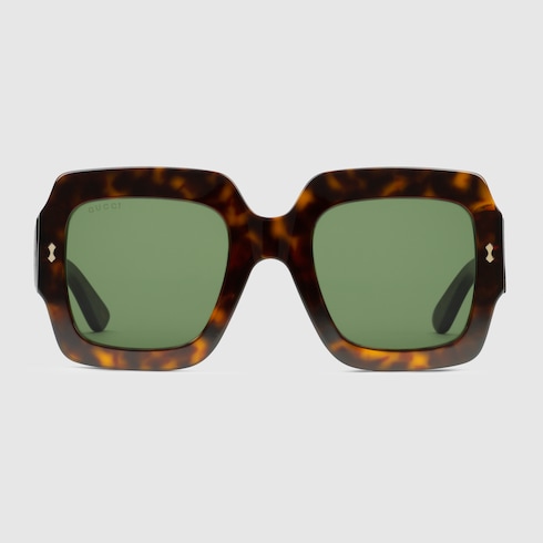 Square-frame sunglasses in tortoiseshell bio acetate | GUCCI® US