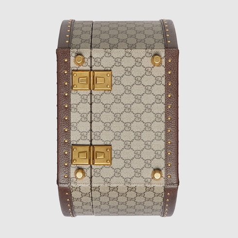 ウェブ ストライプ付き Gucci Savoy スモール ハットケース ・ベージュ  