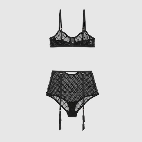Conjunto de lencería de tul con GG y estrellas