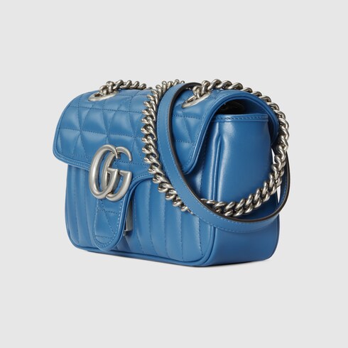 Minibolso GG Marmont de matelassé en piel azul | GUCCI® ES