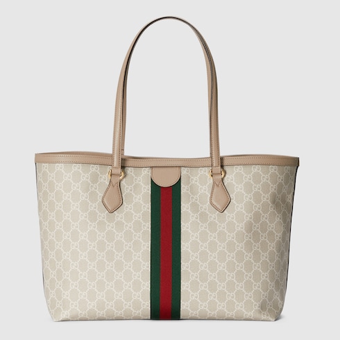 Ophidia GG Medium Tote In Beige & Ebony