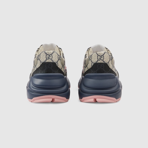 Women's GG Rhyton sneaker in beige and blue Supreme | GUCCI® US