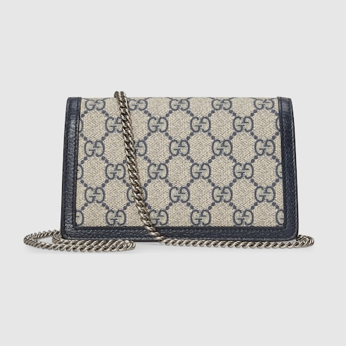 Super mini borsa Dionysus in tessuto Supreme beige e blu GUCCI Italia