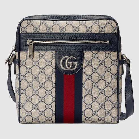 Sac a bandouliere Ophidia petite taille a motif GG en toile GG Supreme beige et bleue GUCCI FR