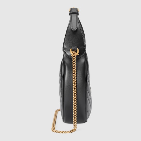 GG Marmont half-moon-shaped mini bag in black leather