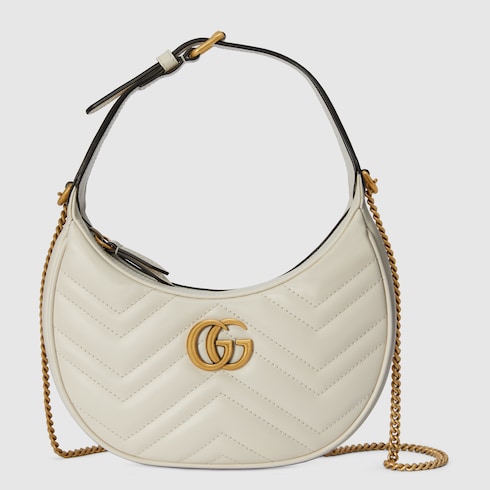 GG Marmont half moon shaped mini bag in white leather GUCCI US