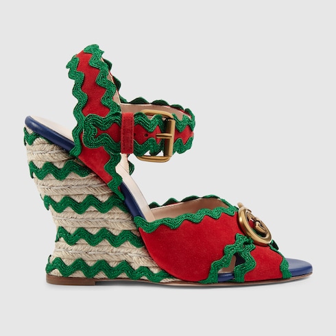 Sandalia tipo alpargata para mujer en ante rojo | GUCCI® ES
