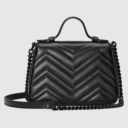 GG Marmont Mini Henkeltasche in schwarzes Leder GUCCI DE