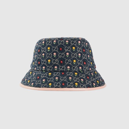 GG denim bucket hat with embroidery in 