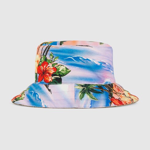 island print reversible bucket hat 