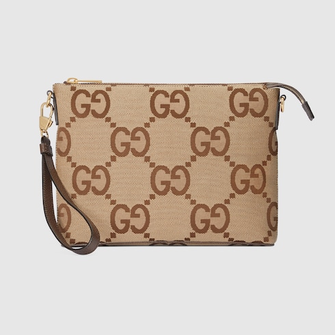 Medium messenger bag in camel and ebony GG canvas | GUCCI® US 