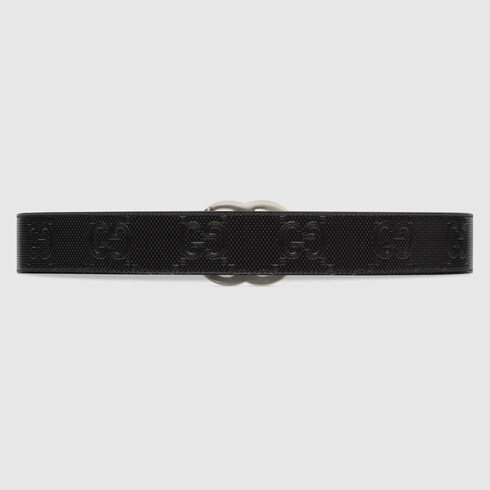 Black GG-logo leather belt, Gucci