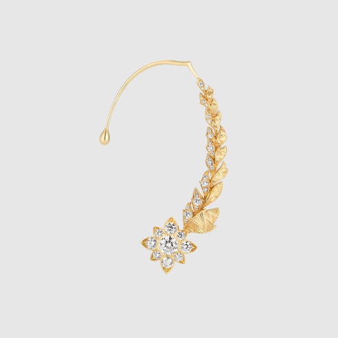 〔グッチ フローラ〕ダイヤモンド 18Kシングルピアス
