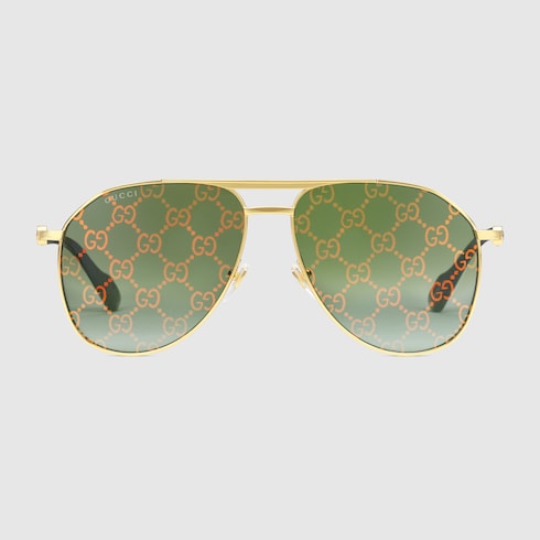 Lunettes de soleil monture aviateur en m tal dor GUCCI FR