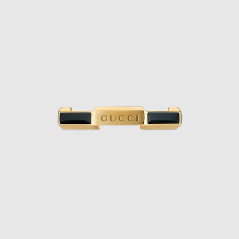 Gucci Link to Love〕エナメル＆ダイヤモンド リング18Kイエロー