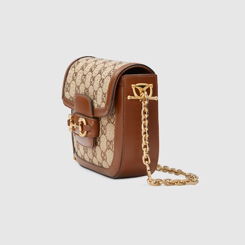 Gucci Horsebit 1955 mini shoulder bag in camel and ebony canvas GUCCI Canada