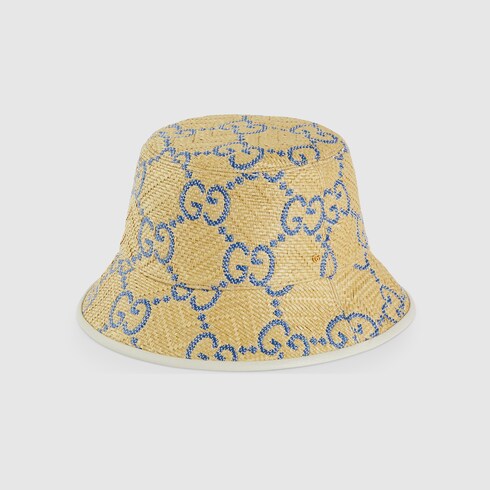 GG raffia effect bucket hat in beige 