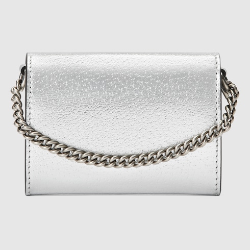 Cartera con cadena Dionysus en piel metalizada plateada | GUCCI® ES