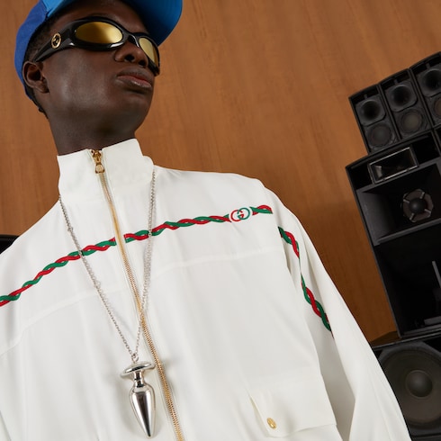 Viscose jacket with Interlocking G in white | GUCCI® MX